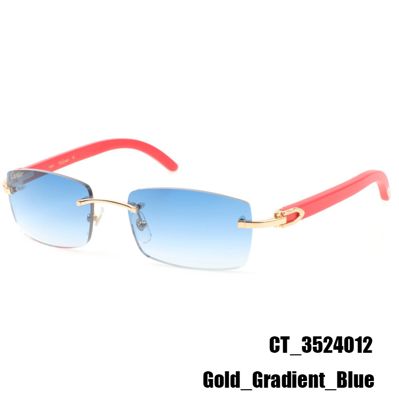 Cartier CT_3524012 Red Wood Sunglasses In Gold Gradient Blue - EUR FASHION