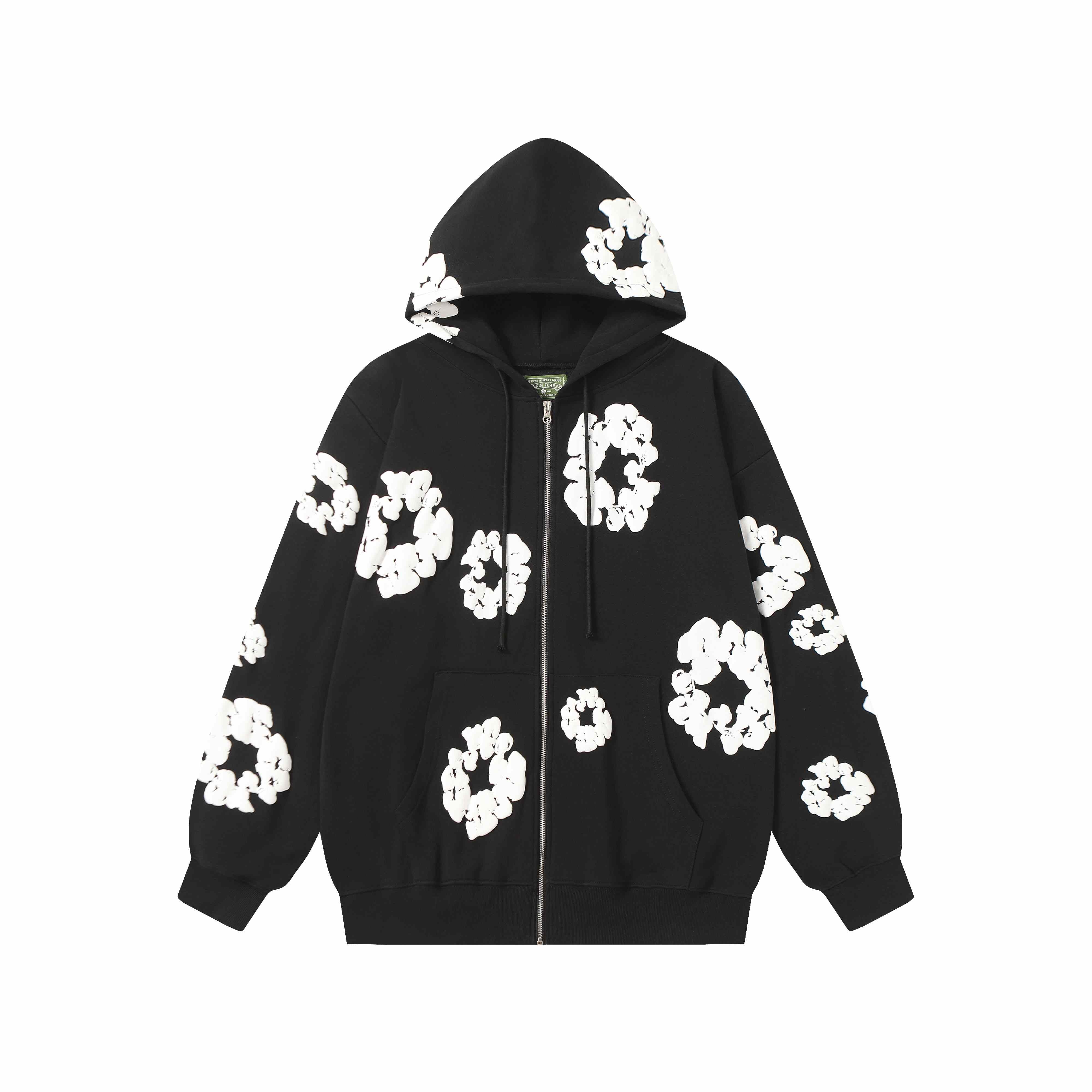 Denim Tears Cotton Wreath Zip Hoodie Black - EUR FASHION