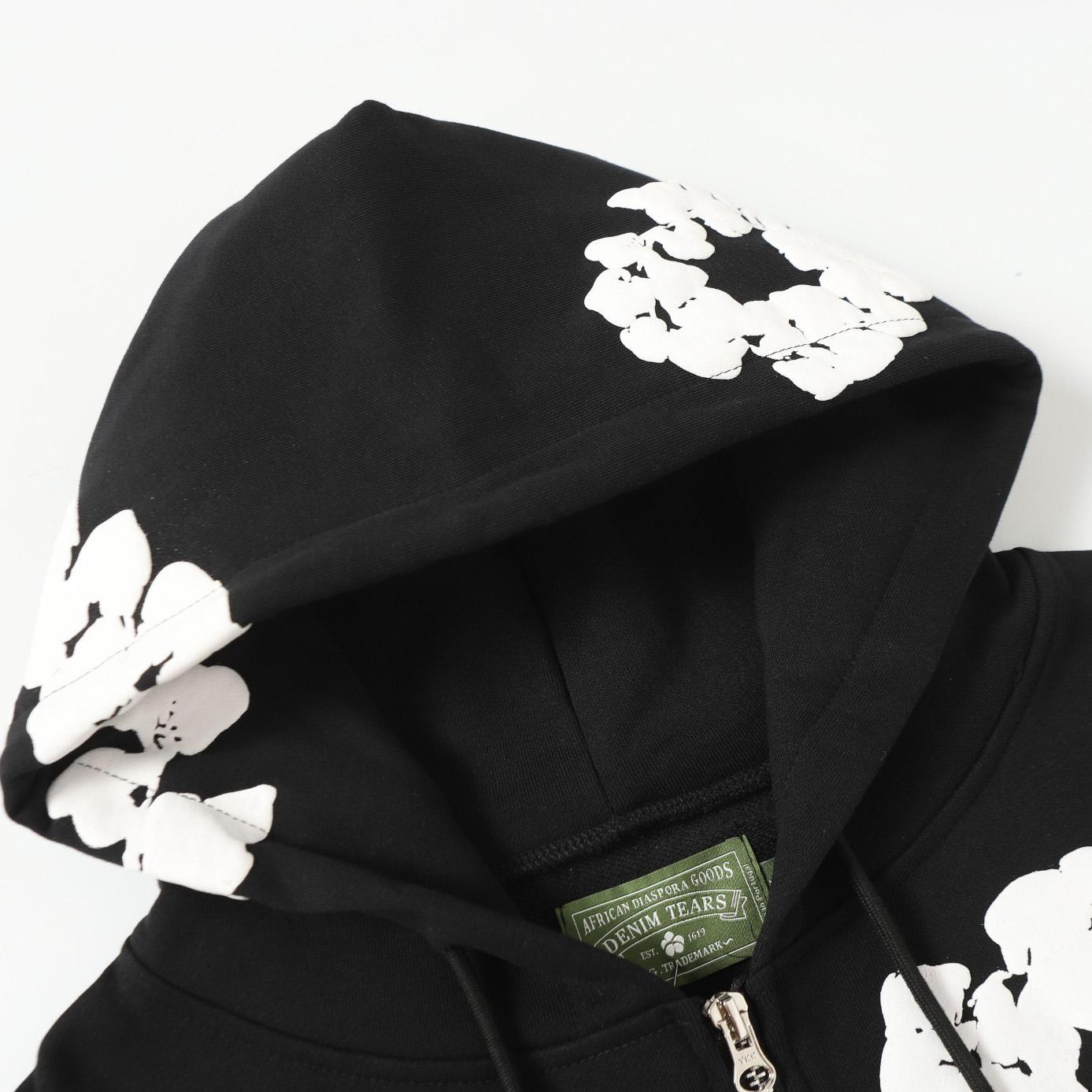 Denim Tears Cotton Wreath Zip Hoodie Black - EUR FASHION