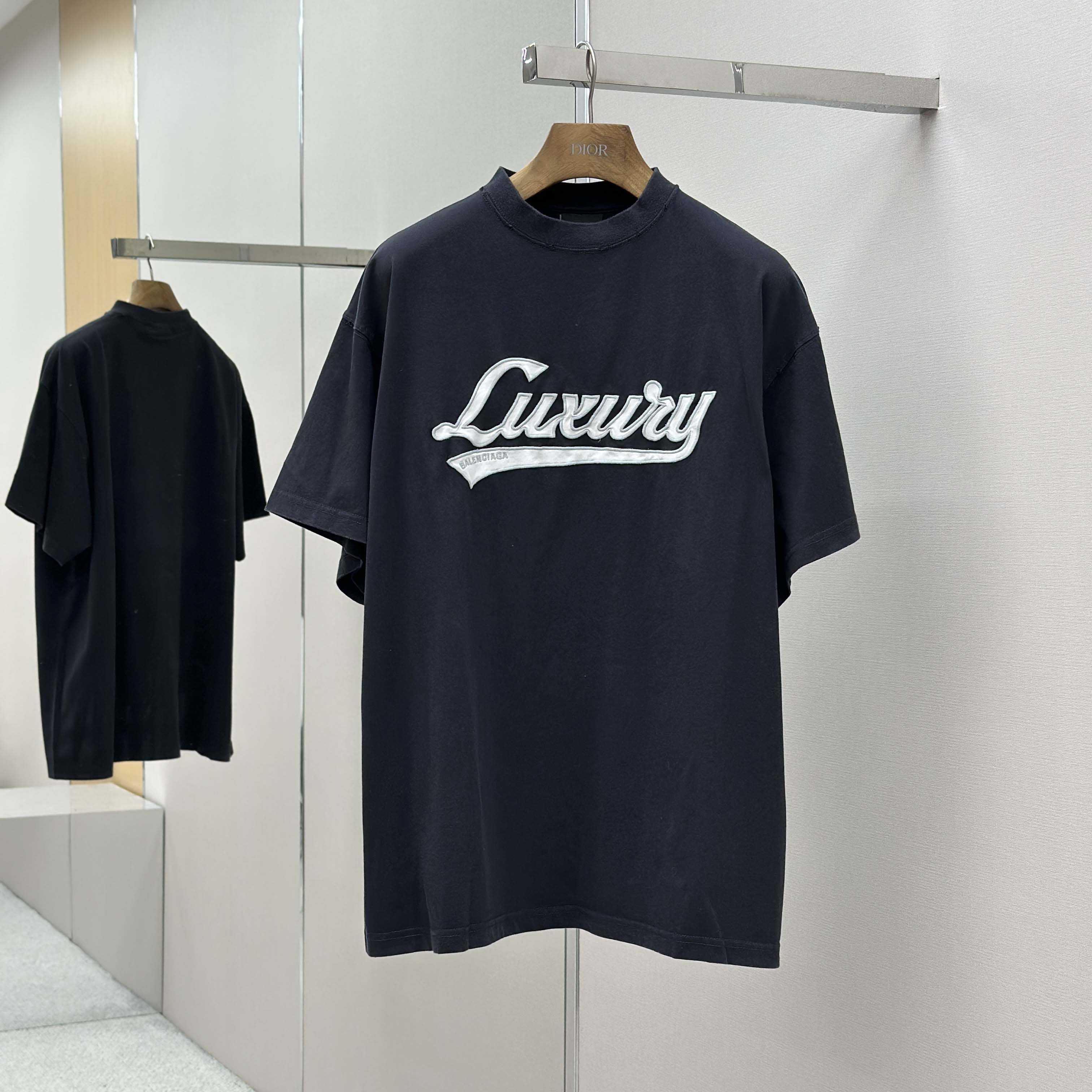 Balenciaga Luxury Script Oversized T-Shirt In Washed Black - EUR FASHION