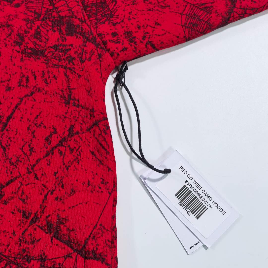 Sp5der OG Tree Camo Hoodie Red - EUR FASHION
