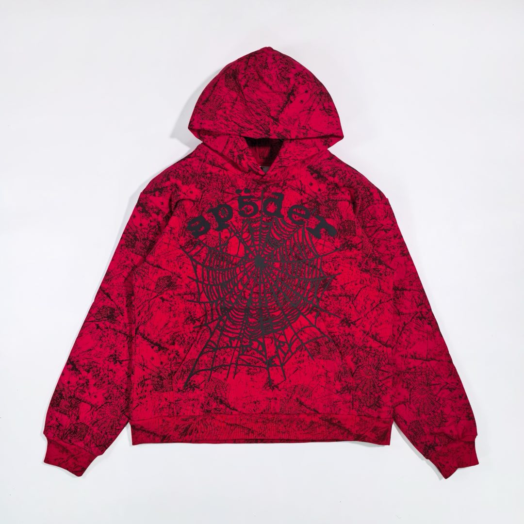 Sp5der OG Tree Camo Hoodie Red - EUR FASHION