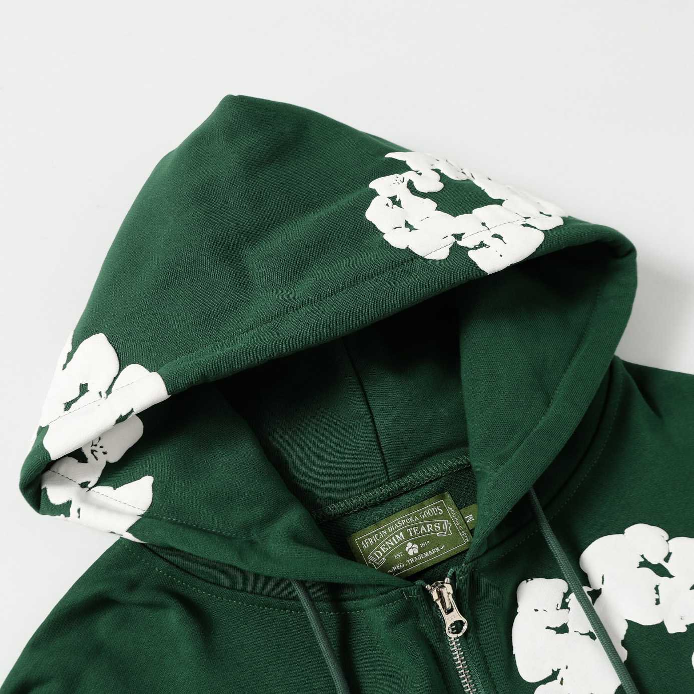 Denim Tears Cotton Wreath Zip Hoodie Green - EUR FASHION