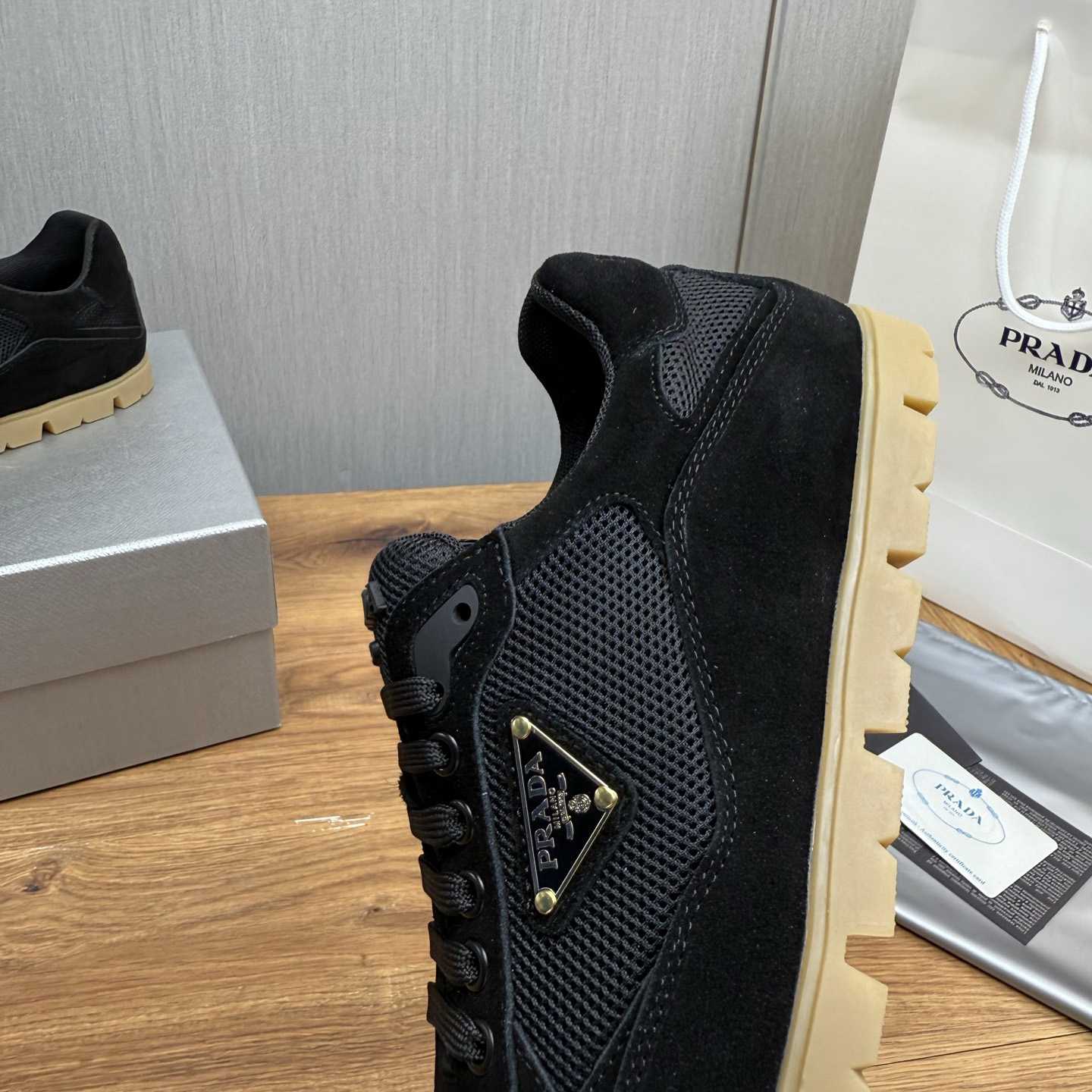 Prada Trail Mesh Fabric And Suede Sneakers - EUR FASHION