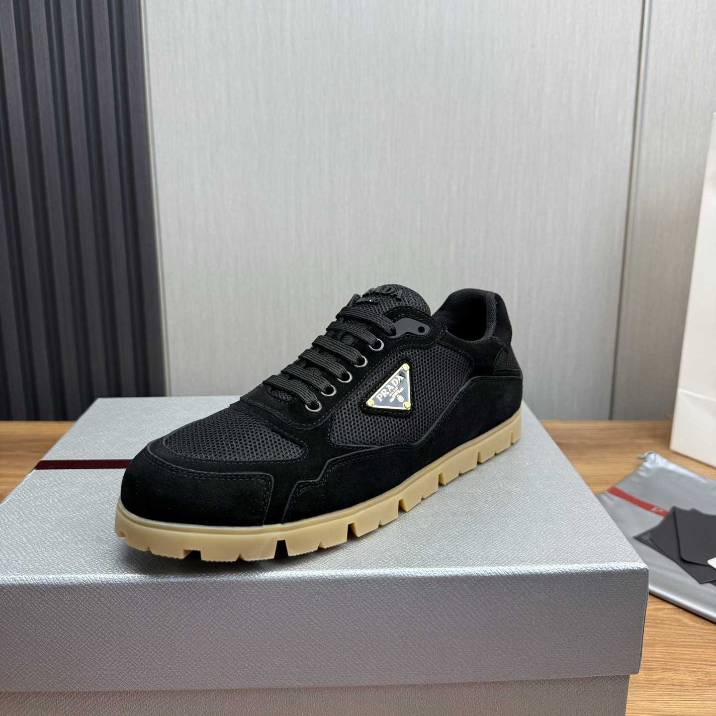 Prada Trail Mesh Fabric And Suede Sneakers - EUR FASHION