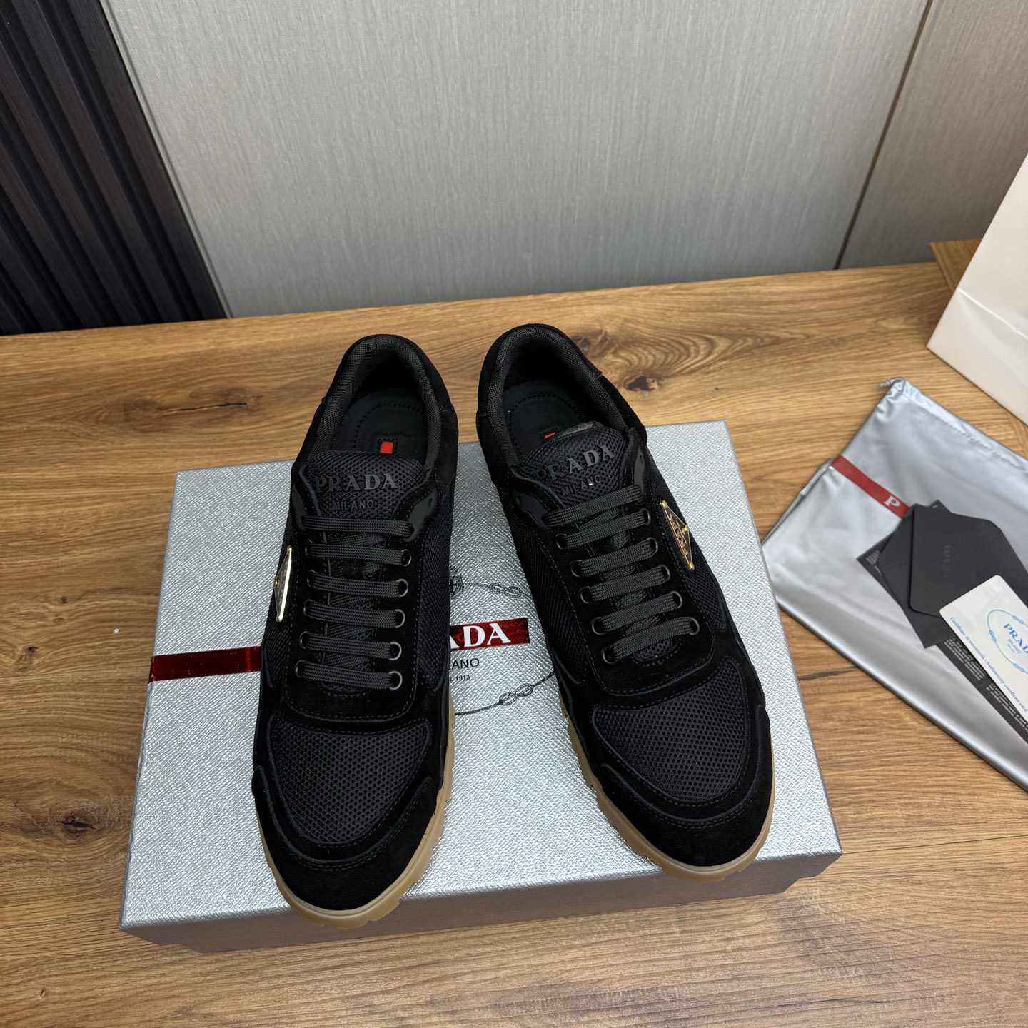 Prada Trail Mesh Fabric And Suede Sneakers - EUR FASHION