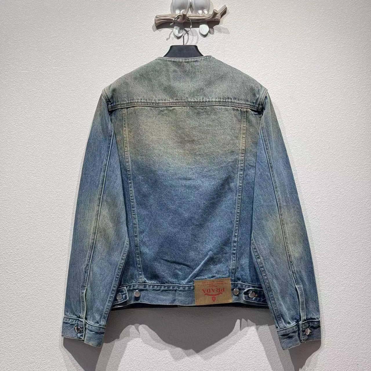 Prada Triangle-logo Denim Blouson Jacket - EUR FASHION
