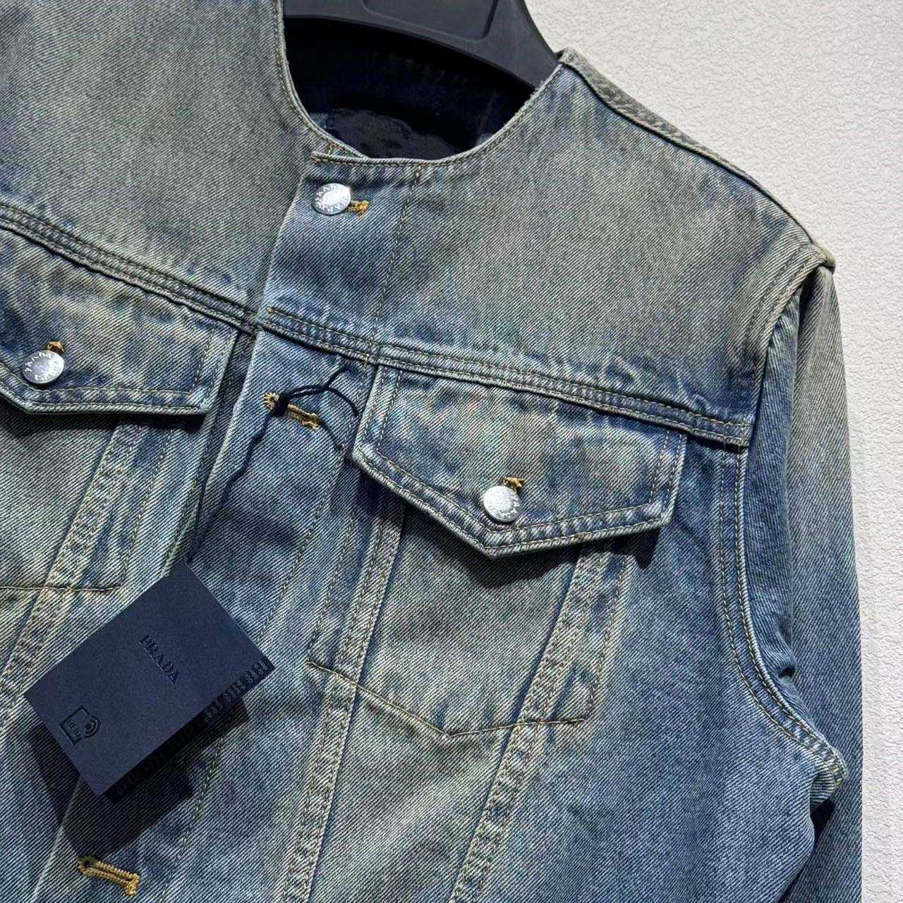 Prada Triangle-logo Denim Blouson Jacket - EUR FASHION
