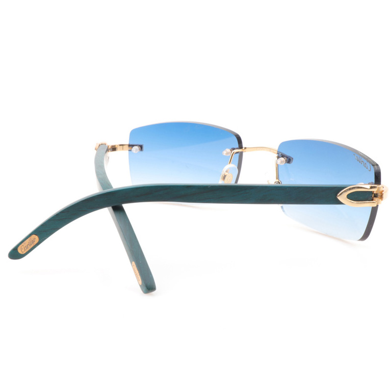 Cartier CT_3524012 Green Wood Sunglasses In Gold Gradient Blue - EUR FASHION