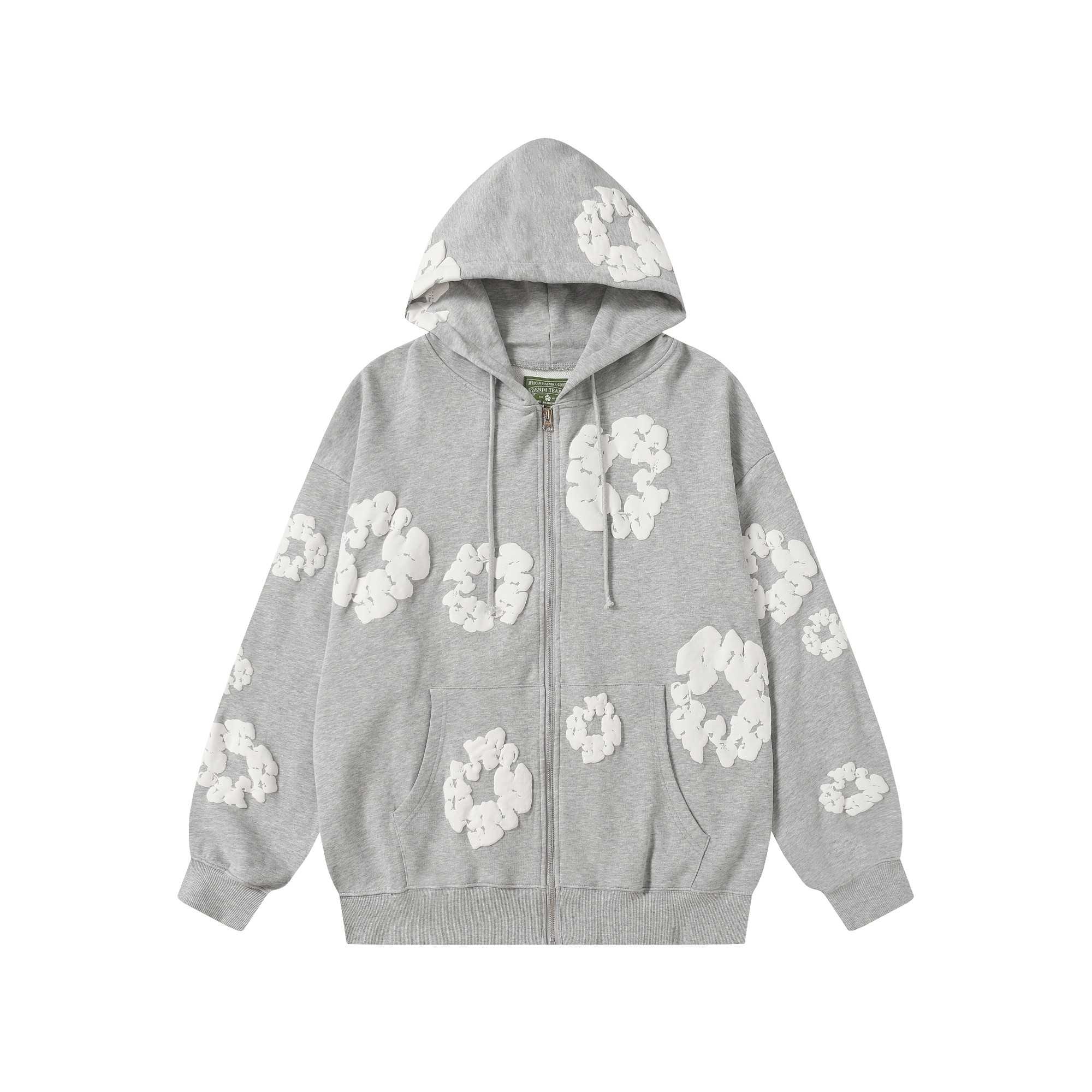 Denim Tears Cotton Wreath Zip Hoodie Grey - EUR FASHION