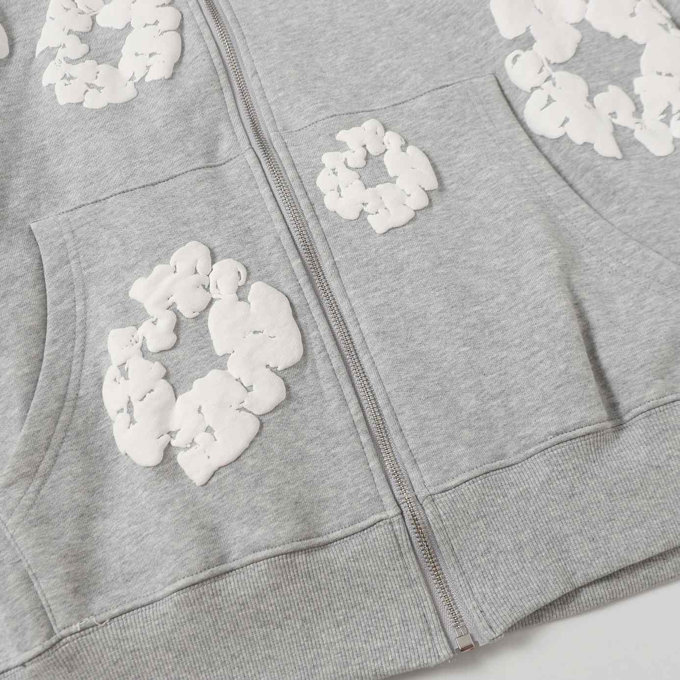 Denim Tears Cotton Wreath Zip Hoodie Grey - EUR FASHION