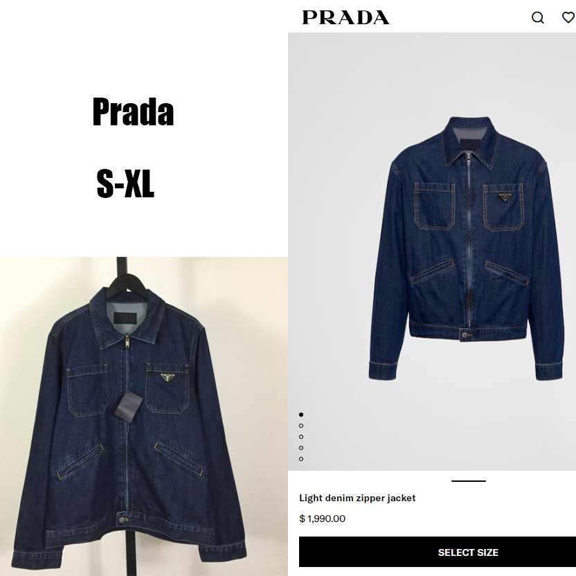 Prada Light Denim Zipper Jacket - EUR FASHION