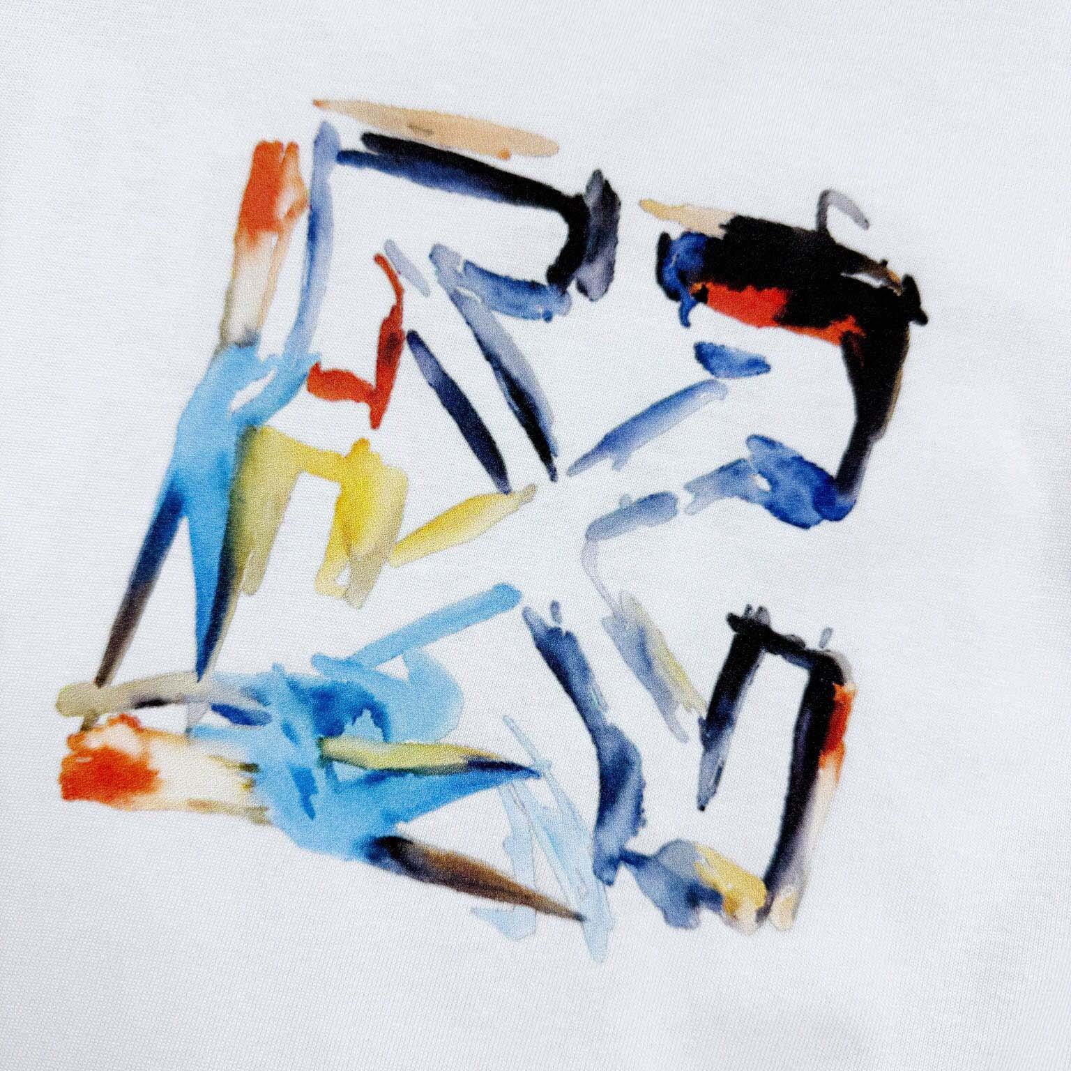 Off-White Boys Watercolour T-Shirt In White - EUR FASHION