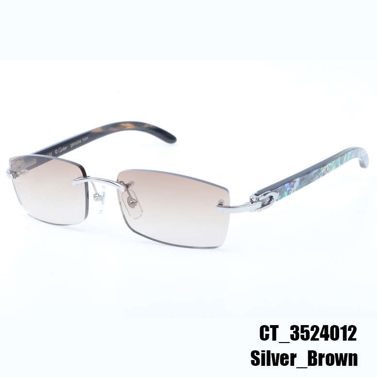 Cartier CT_3524012 Shell Mix Black Buffalo Sunglasses In Silver Brown - EUR FASHION