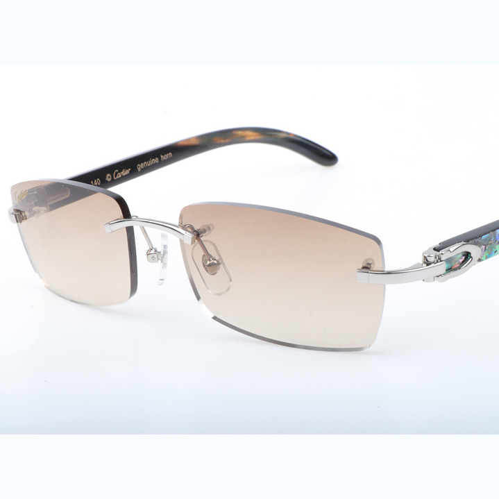 Cartier CT_3524012 Shell Mix Black Buffalo Sunglasses In Silver Brown - EUR FASHION
