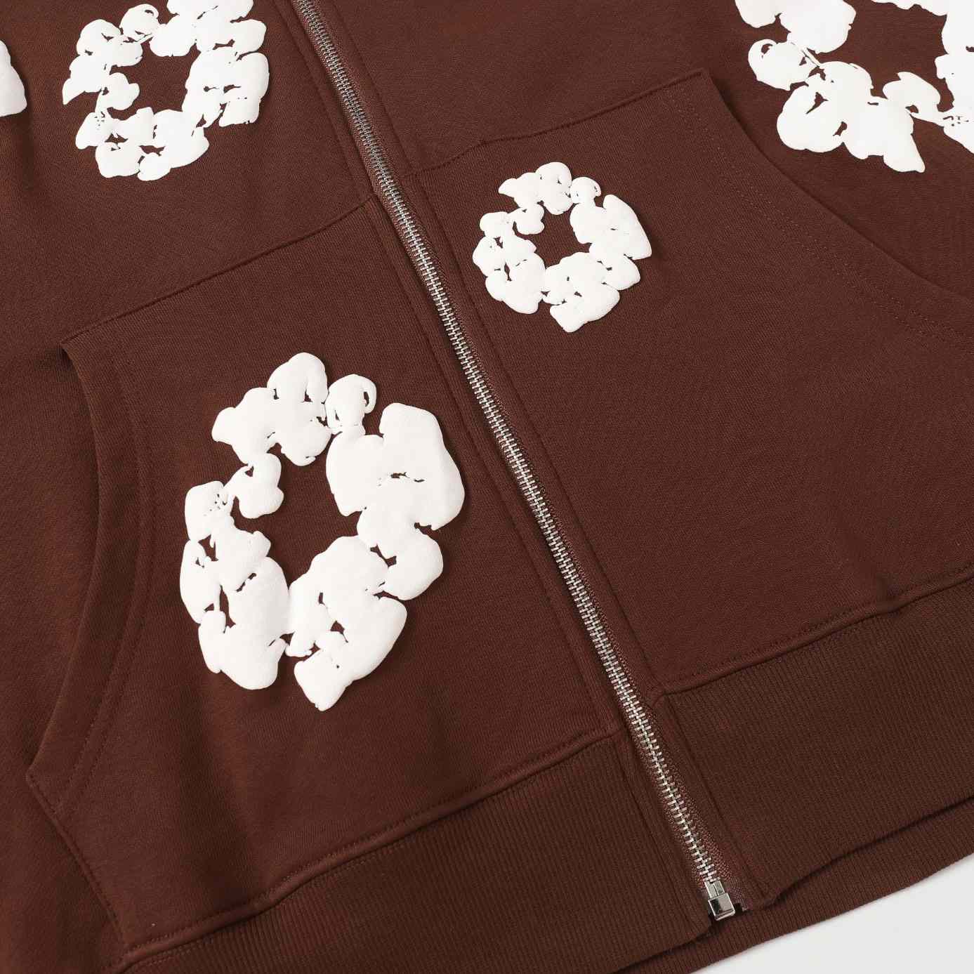 Denim Tears Cotton Wreath Zip Hoodie Brown - EUR FASHION