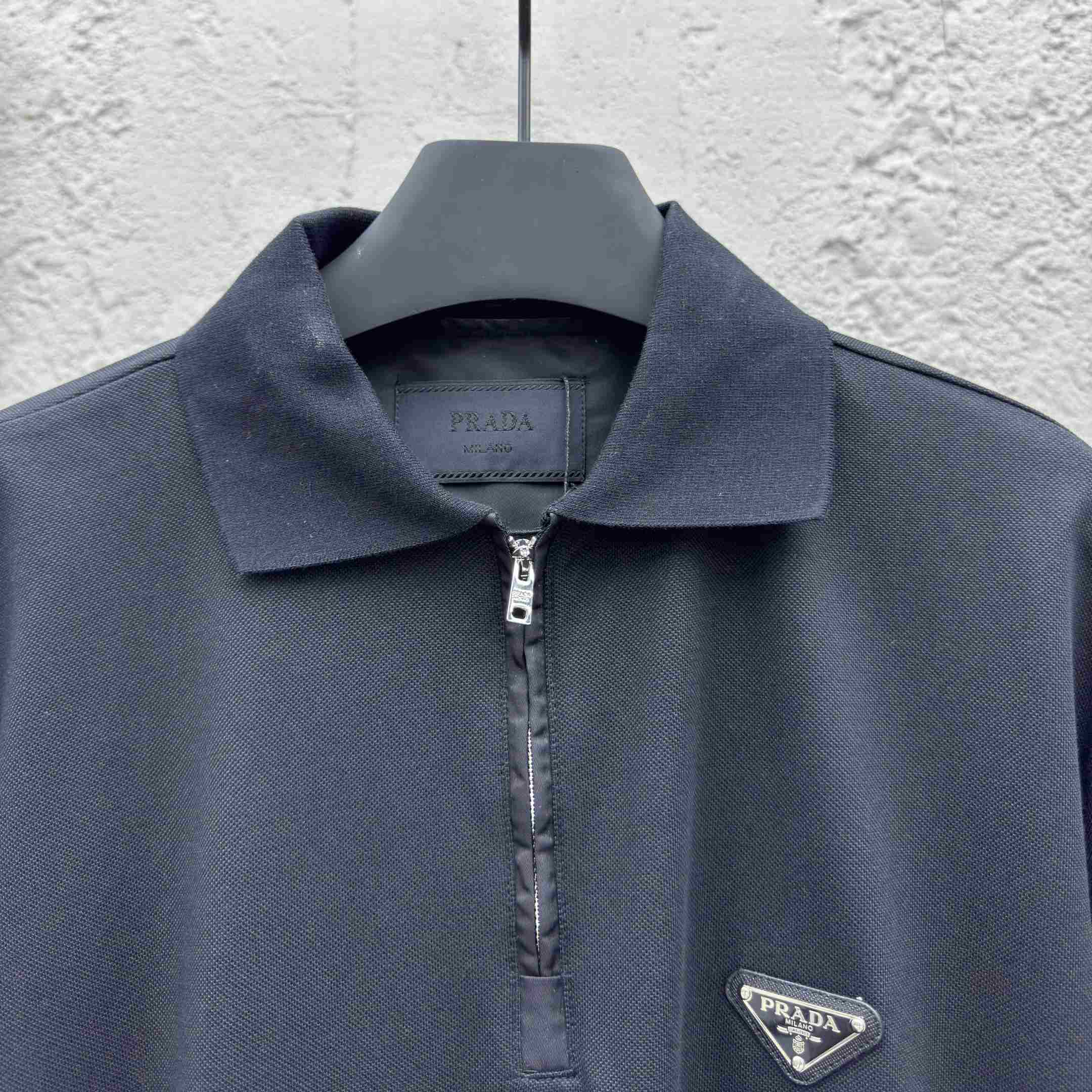 Prada Piqué Polo Shirt With Re-Nylon Details - EUR FASHION