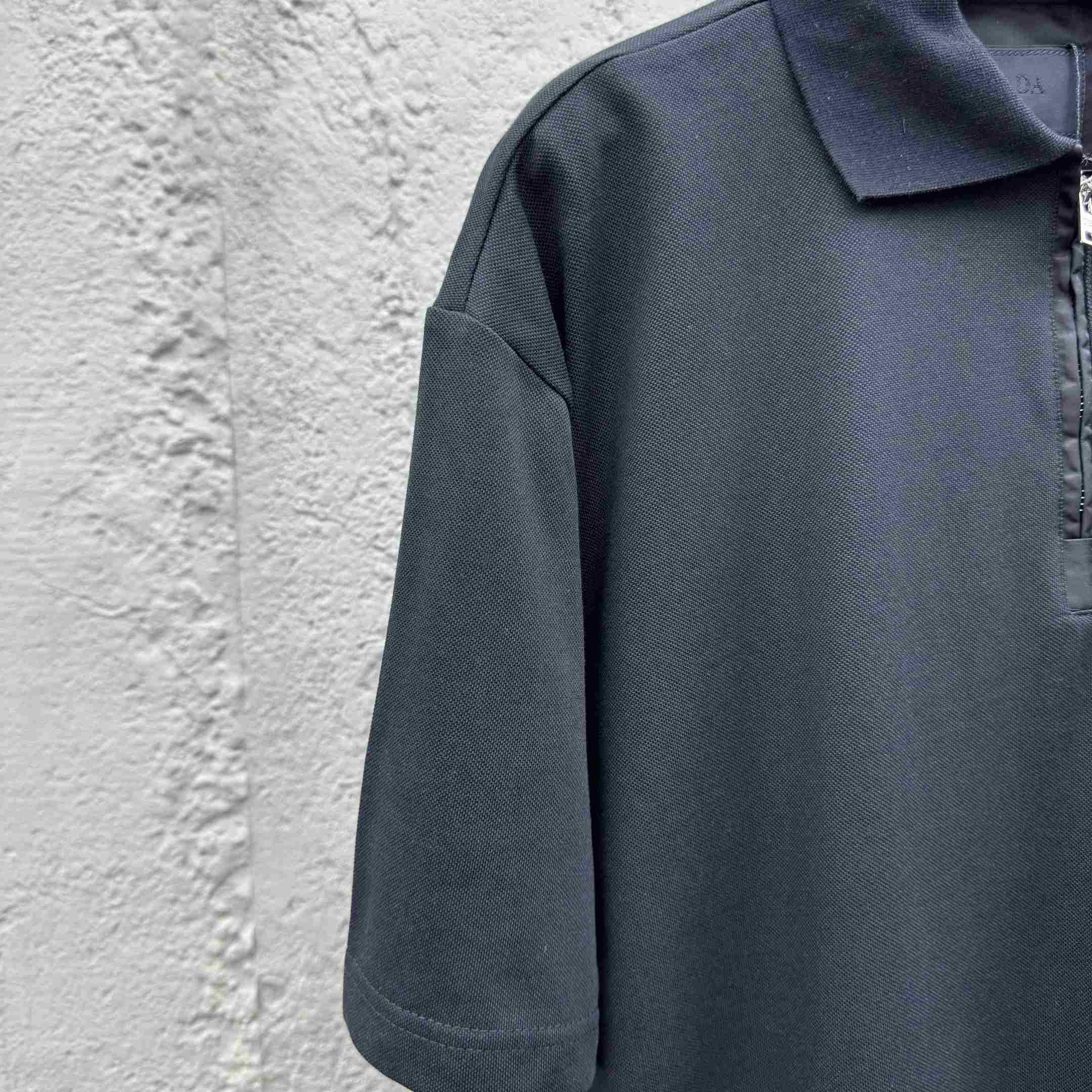 Prada Piqué Polo Shirt With Re-Nylon Details - EUR FASHION