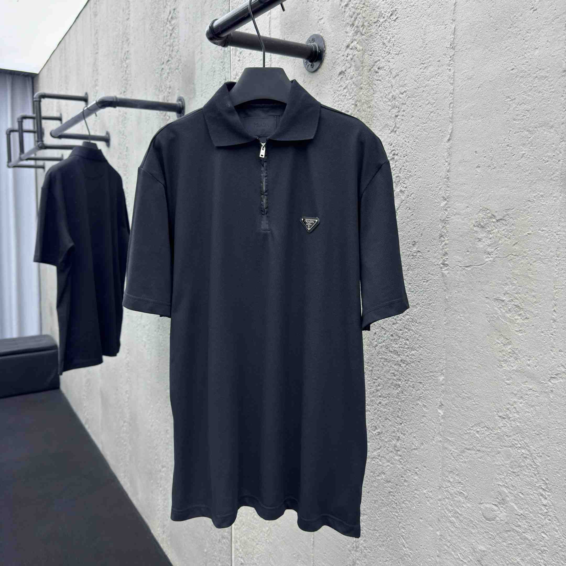 Prada Piqué Polo Shirt With Re-Nylon Details - EUR FASHION