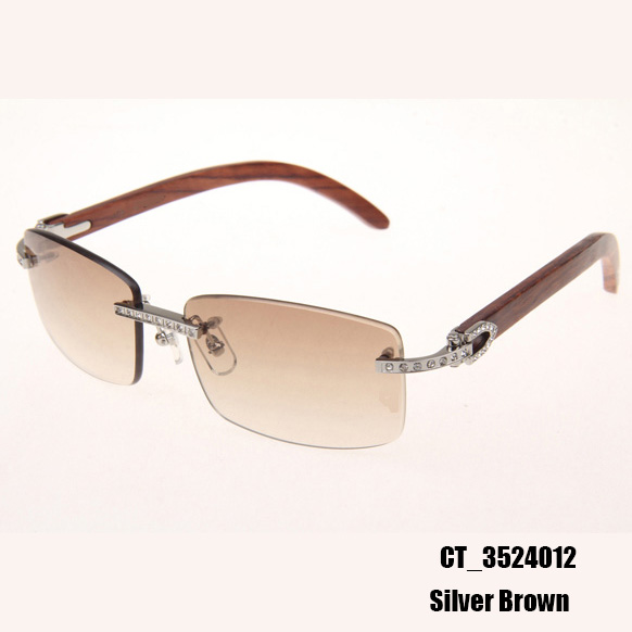 Cartier CT_3524012 Diamond Wood Eyeglasses In Silver Brown - EUR FASHION