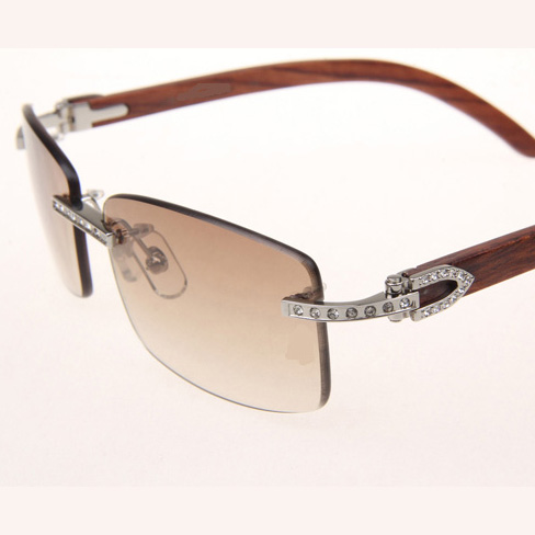 Cartier CT_3524012 Diamond Wood Eyeglasses In Silver Brown - EUR FASHION
