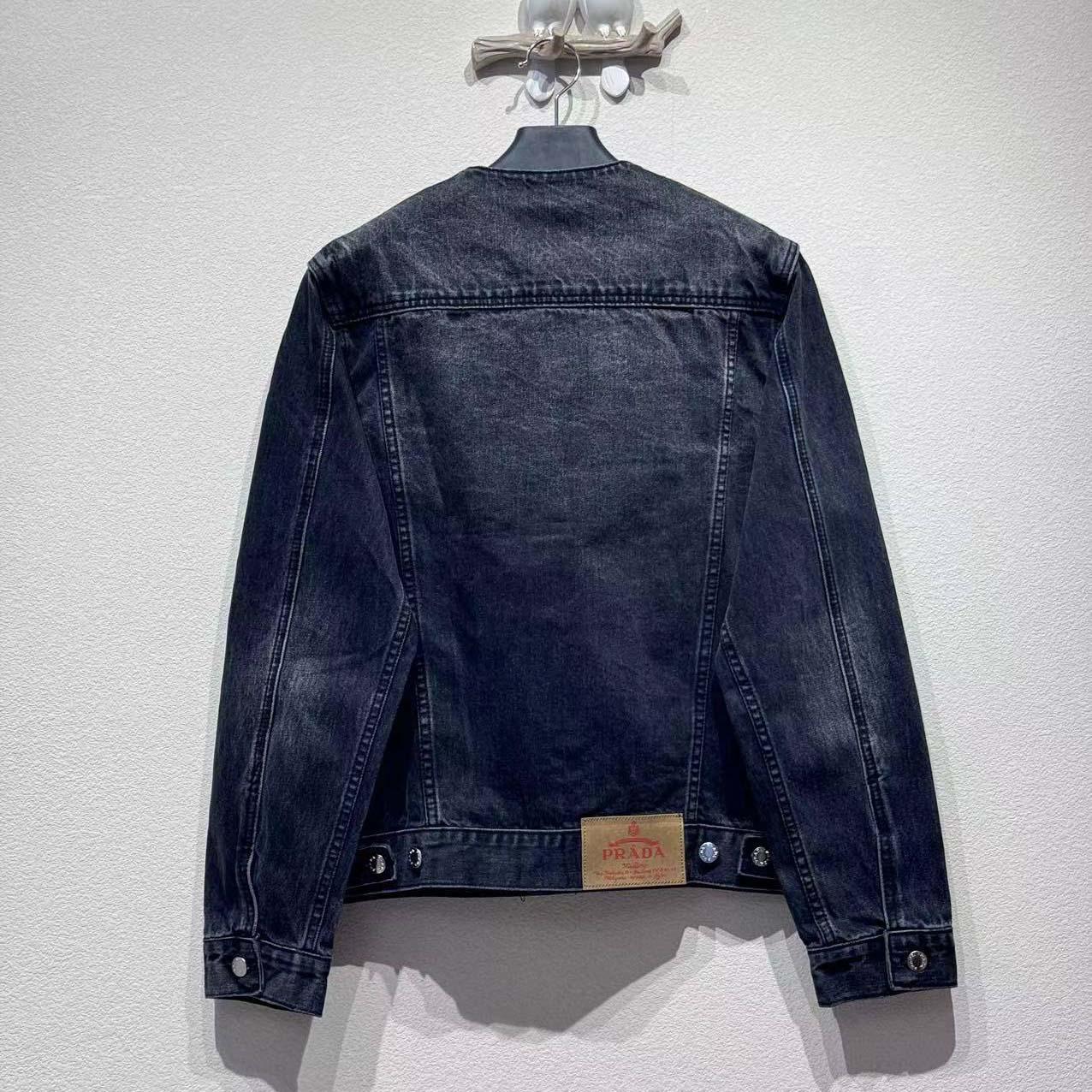 Prada Triangle-logo Denim Blouson Jacket - EUR FASHION