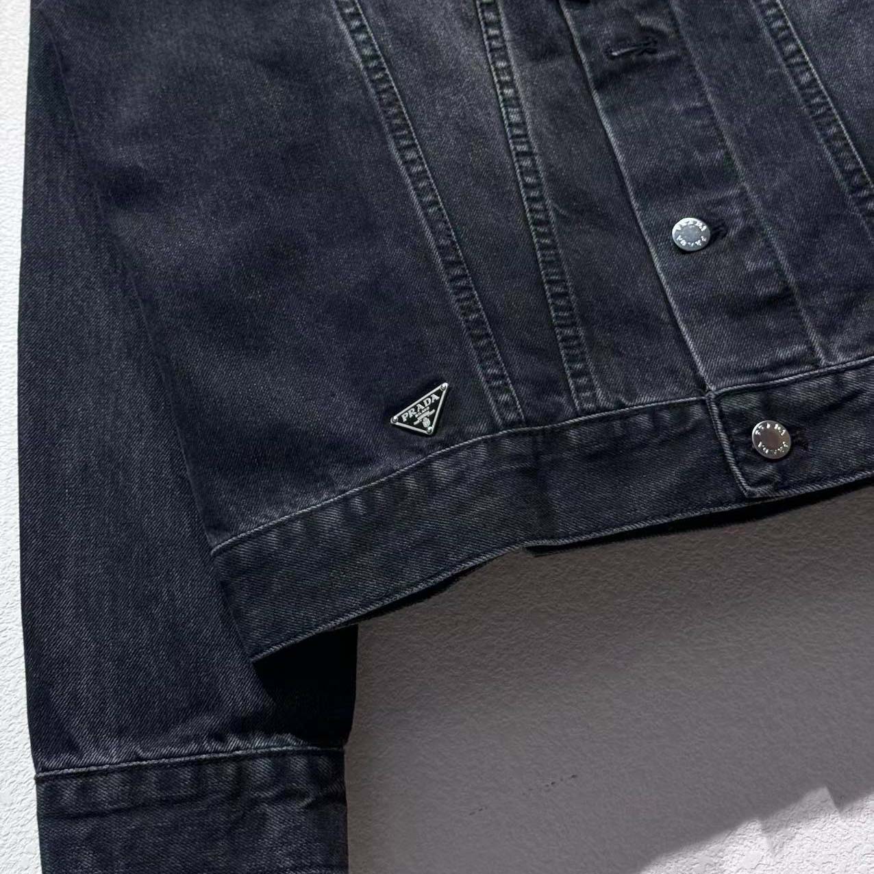 Prada Triangle-logo Denim Blouson Jacket - EUR FASHION