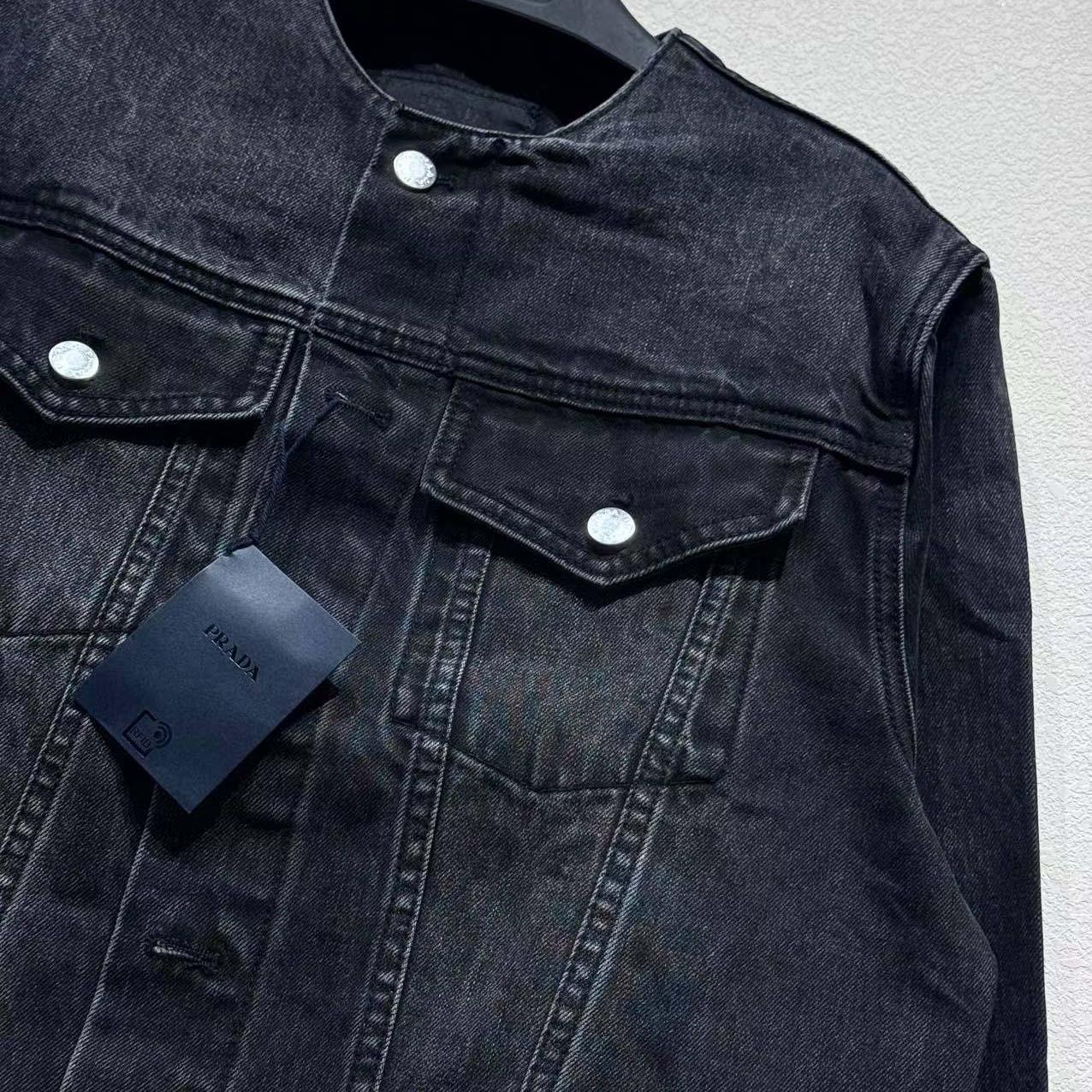 Prada Triangle-logo Denim Blouson Jacket - EUR FASHION