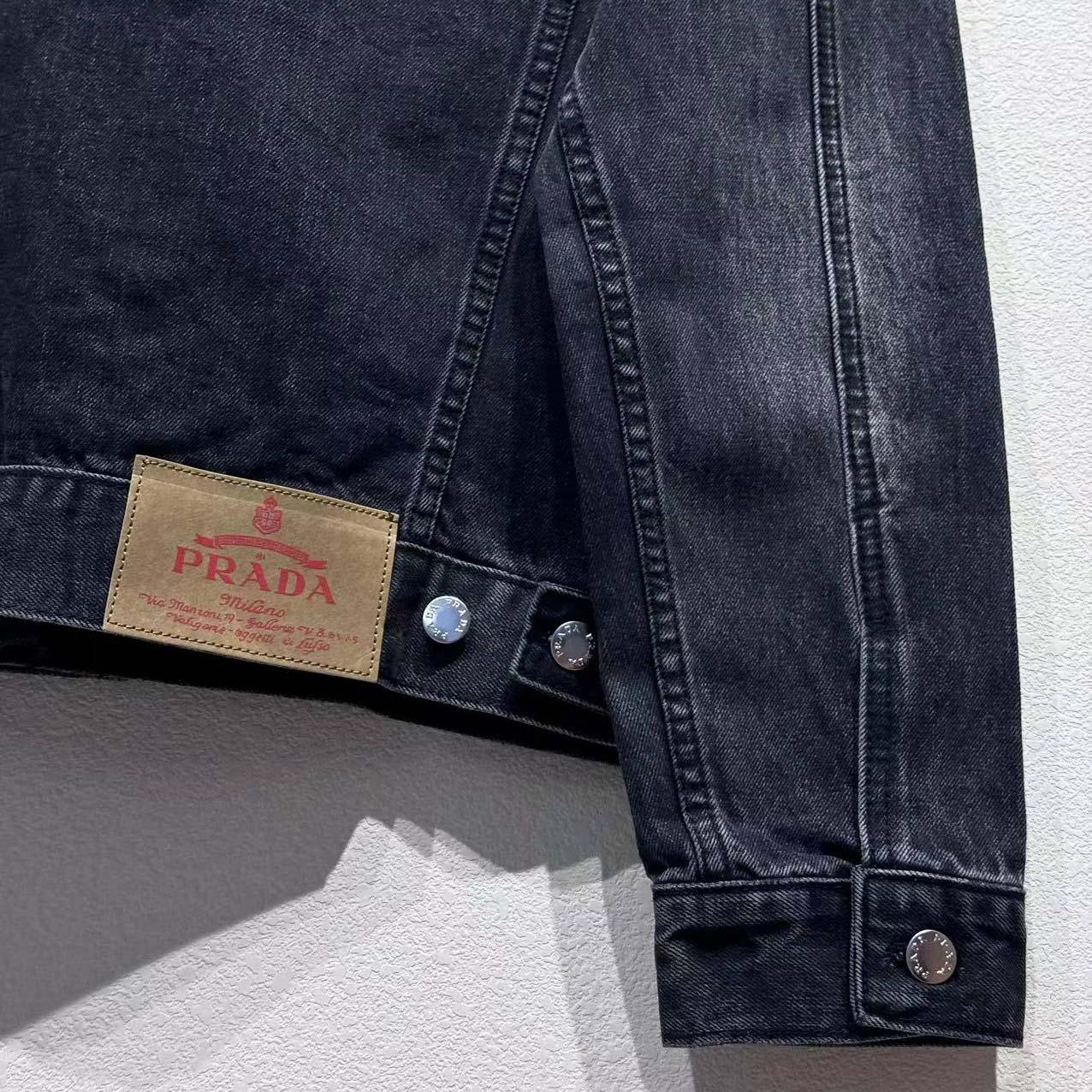 Prada Triangle-logo Denim Blouson Jacket - EUR FASHION