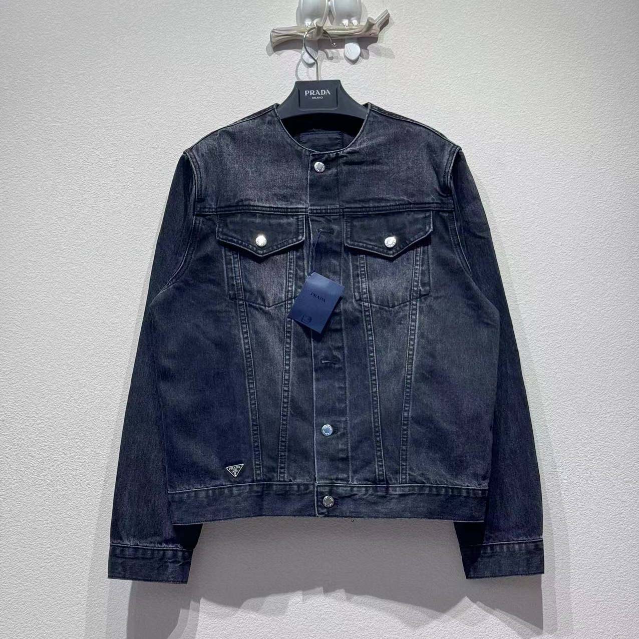 Prada Triangle-logo Denim Blouson Jacket - EUR FASHION