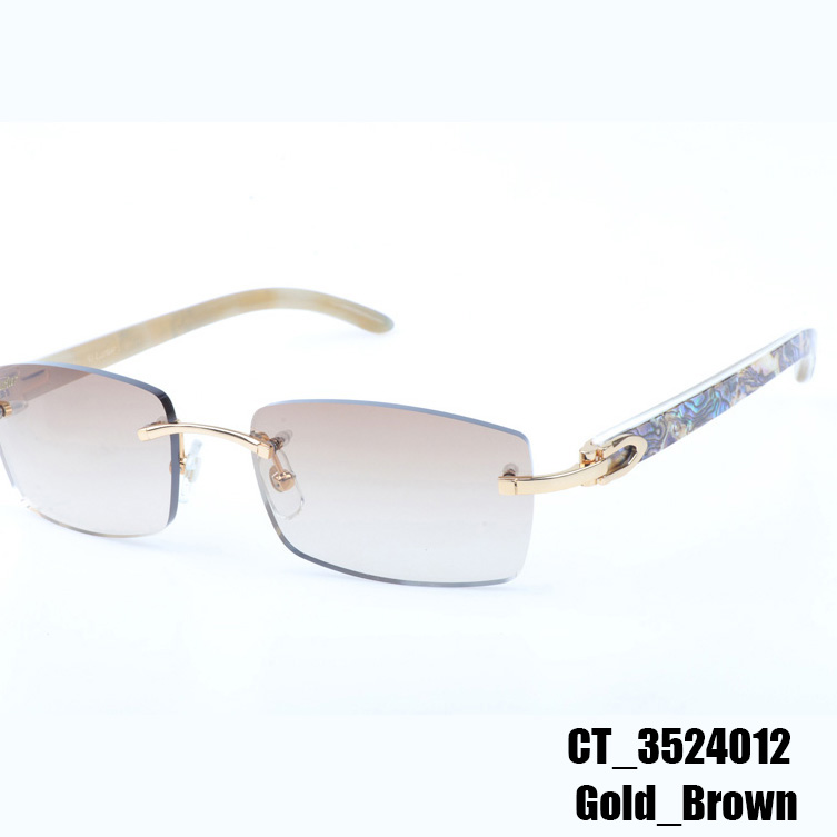 Cartier CT_3524012 Shell Mix White Buffalo Sunglasses In Gold Brown - EUR FASHION
