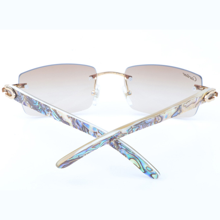 Cartier CT_3524012 Shell Mix White Buffalo Sunglasses In Gold Brown - EUR FASHION