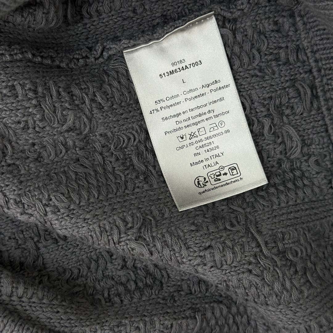 Dior Oblique Sweater Gray Cotton-Blend Jacquard - EUR FASHION