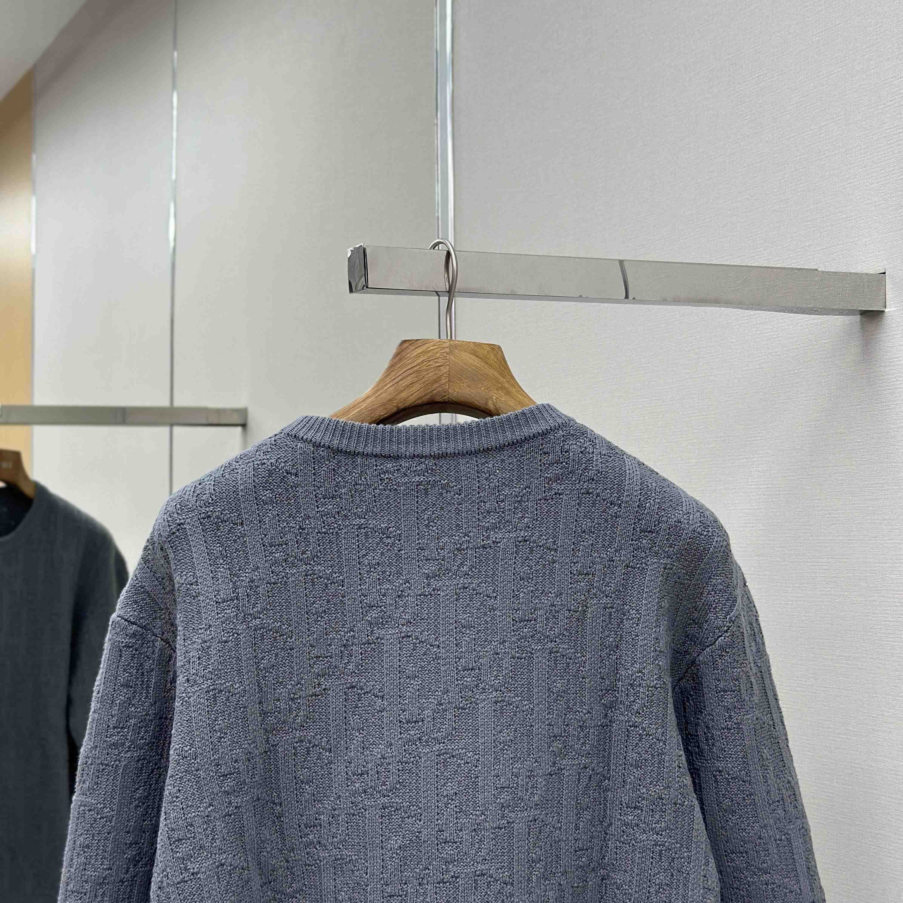 Dior Oblique Sweater Gray Cotton-Blend Jacquard - EUR FASHION