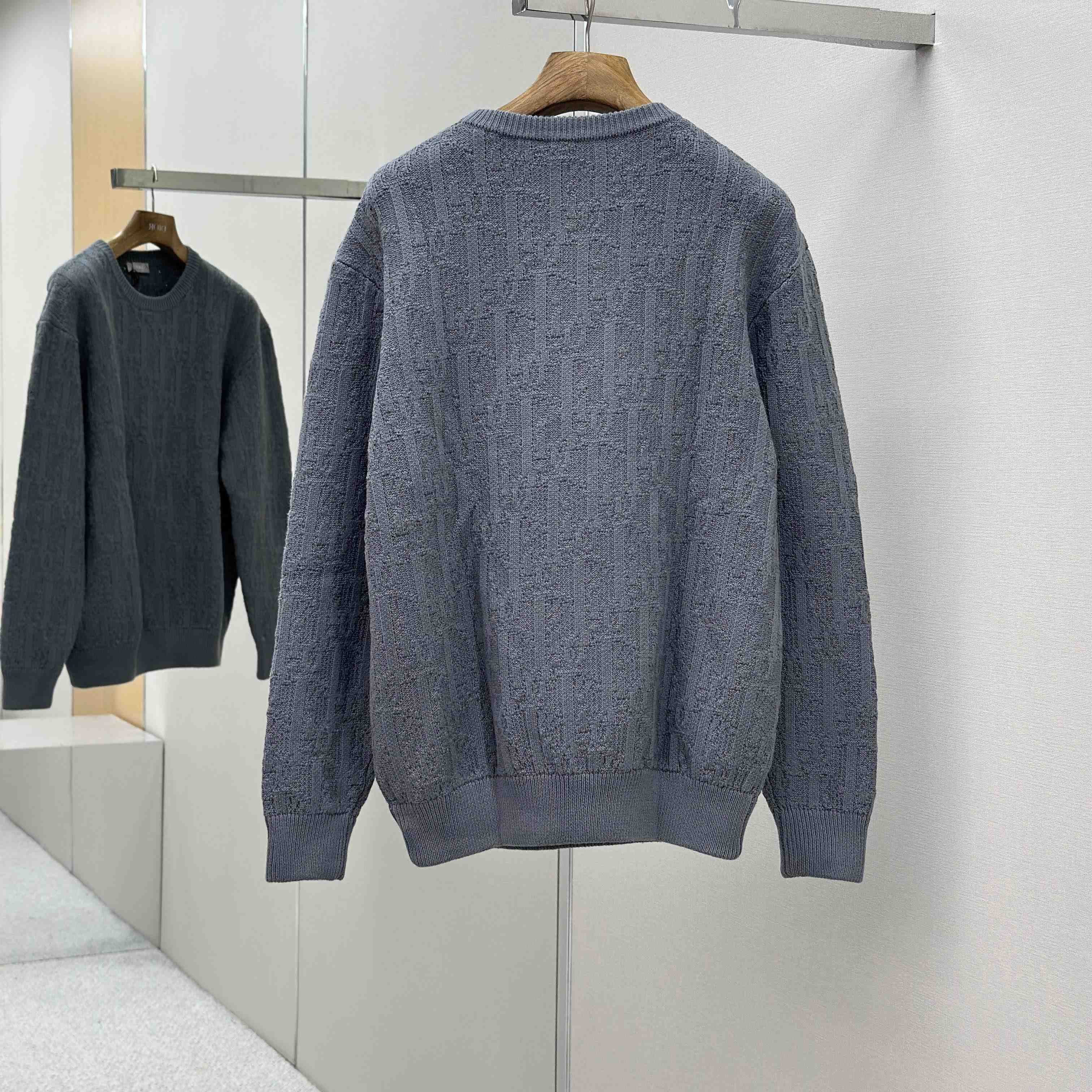 Dior Oblique Sweater Gray Cotton-Blend Jacquard - EUR FASHION