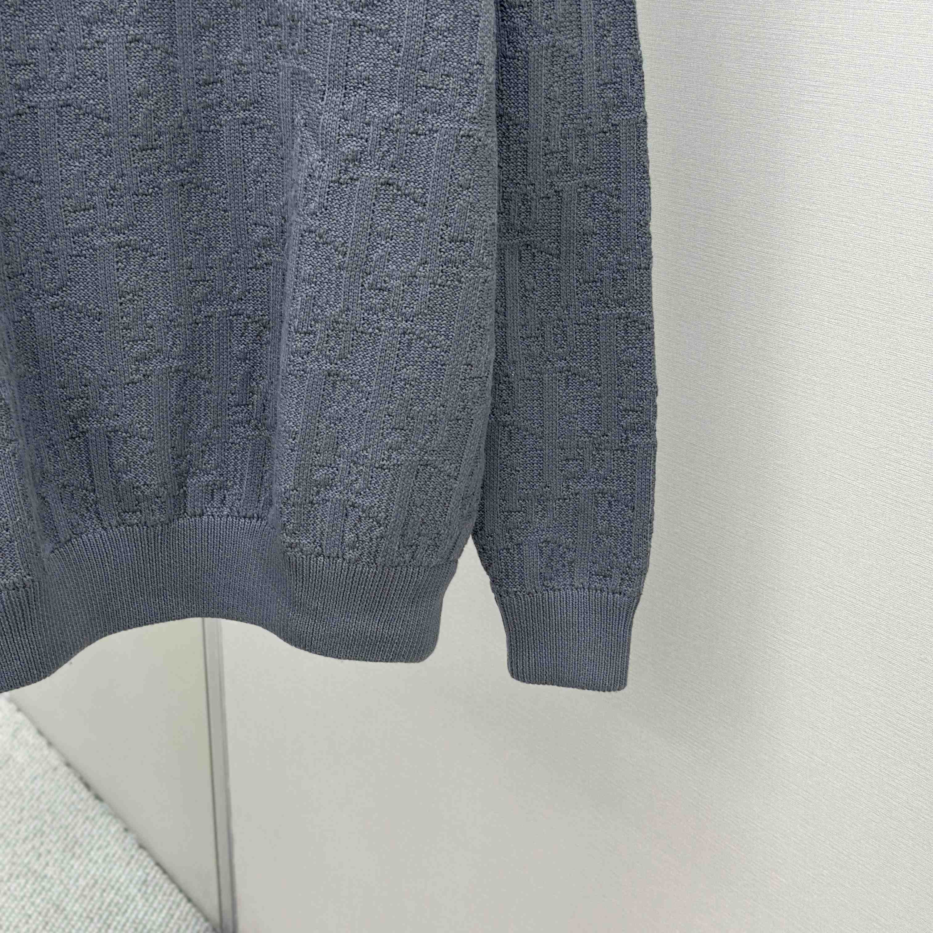 Dior Oblique Sweater Gray Cotton-Blend Jacquard - EUR FASHION