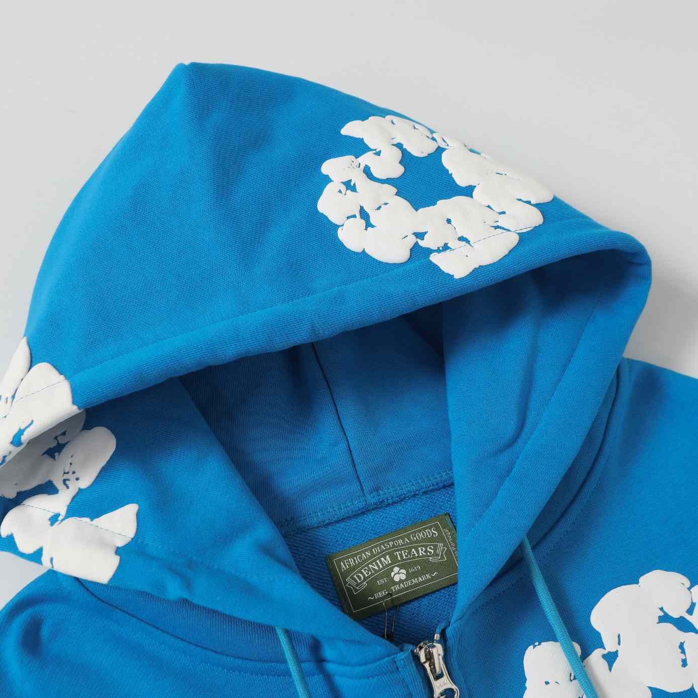 Denim Tears Cotton Wreath Zip Hoodie Blue - EUR FASHION