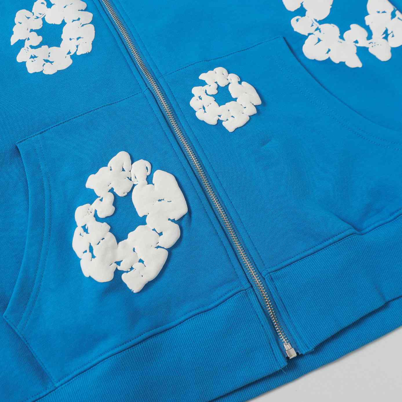 Denim Tears Cotton Wreath Zip Hoodie Blue - EUR FASHION