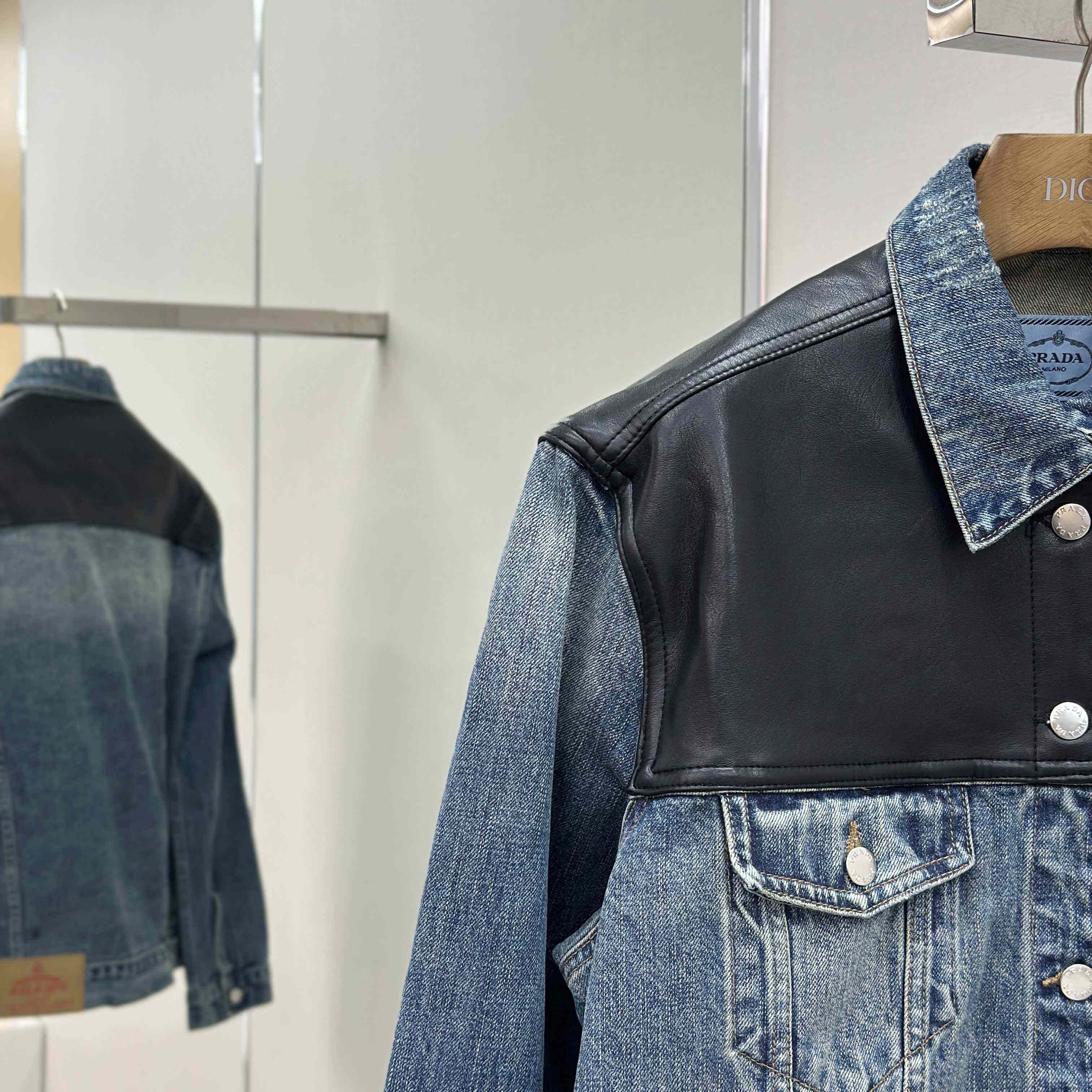 Prada Denim And Leather Jacket - EUR FASHION