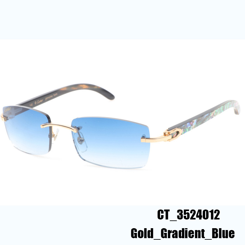 Cartier CT_3524012 Shell Mix Black Buffalo Sunglasses In Gold Gradient Blue - EUR FASHION