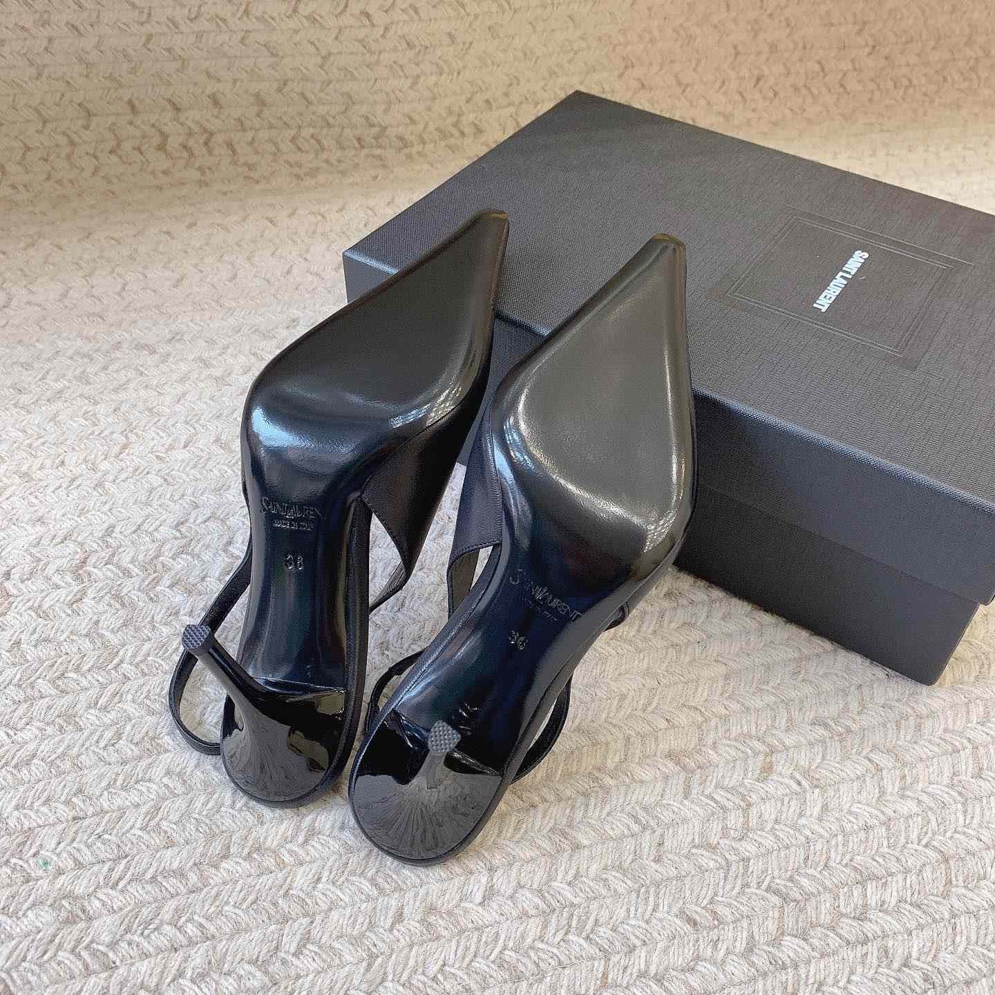 Saint Laurent Leather YSL Slingback Pumps - EUR FASHION