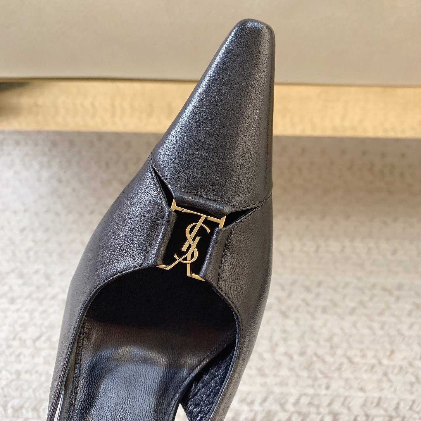 Saint Laurent Leather YSL Slingback Pumps - EUR FASHION