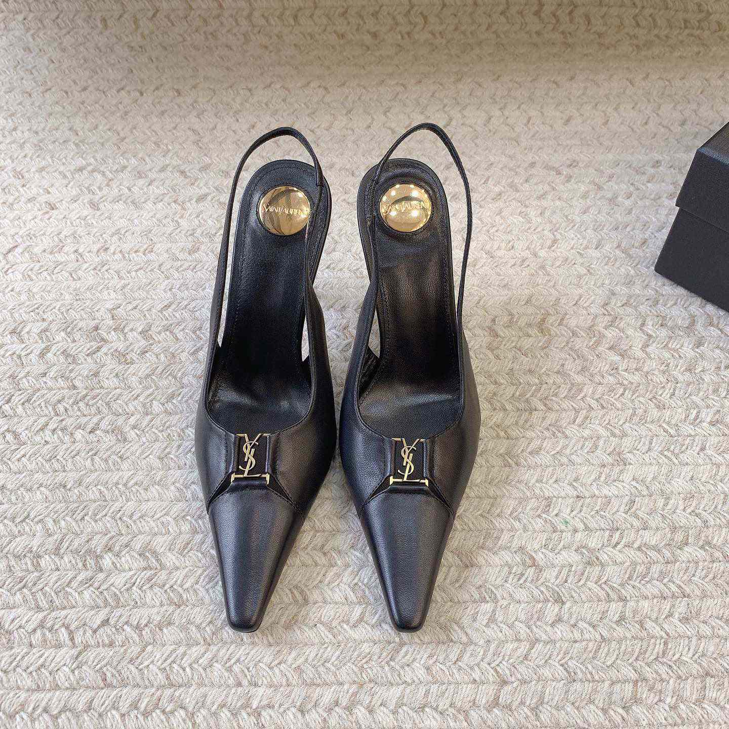 Saint Laurent Leather YSL Slingback Pumps - EUR FASHION
