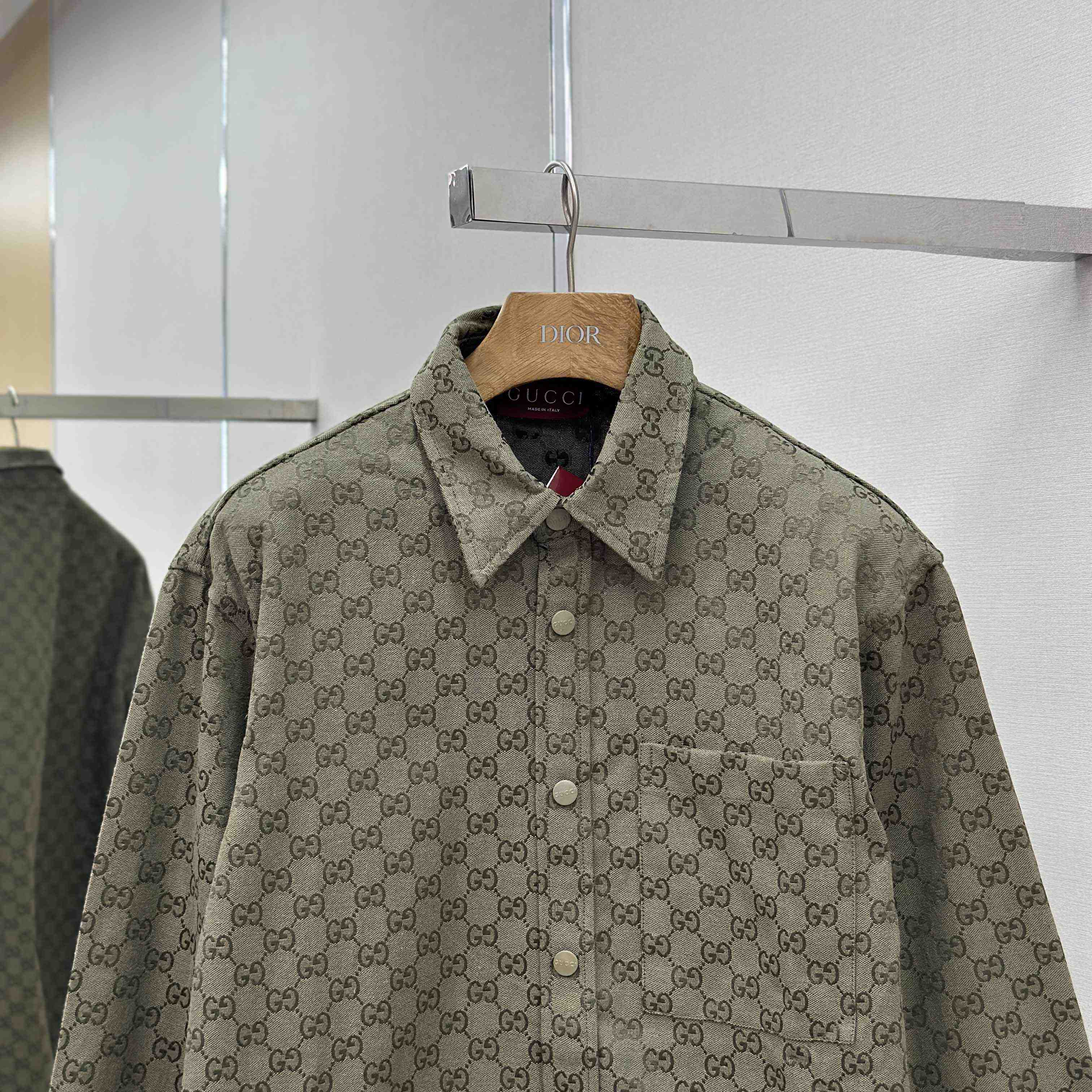 Gucci  Monogrammed Cotton-Blend Jacquard Shirt - EUR FASHION