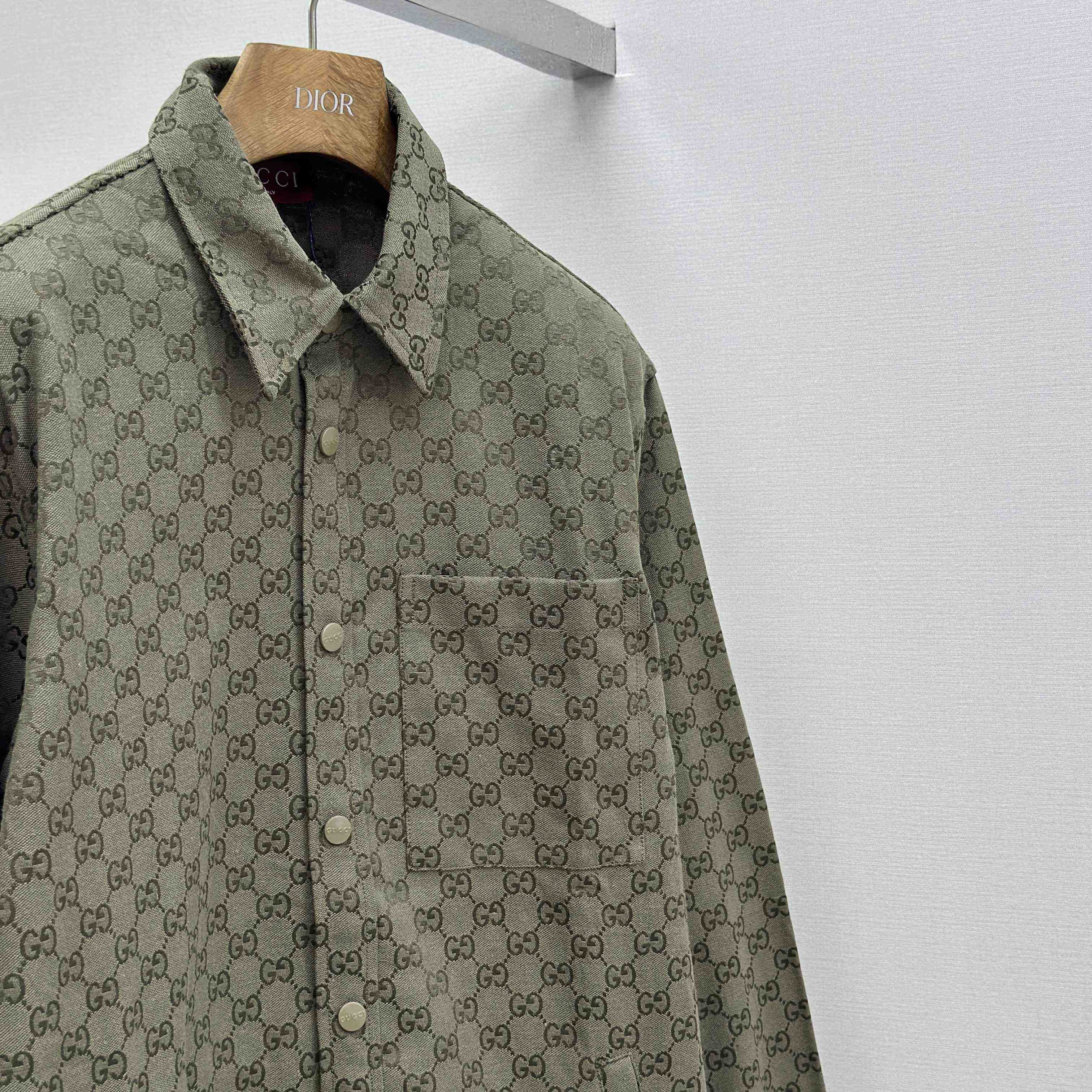 Gucci  Monogrammed Cotton-Blend Jacquard Shirt - EUR FASHION