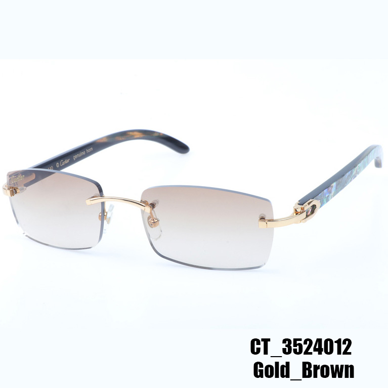 Cartier CT_3524012 Shell Mix Black Buffalo Sunglasses In Gold Brown - EUR FASHION