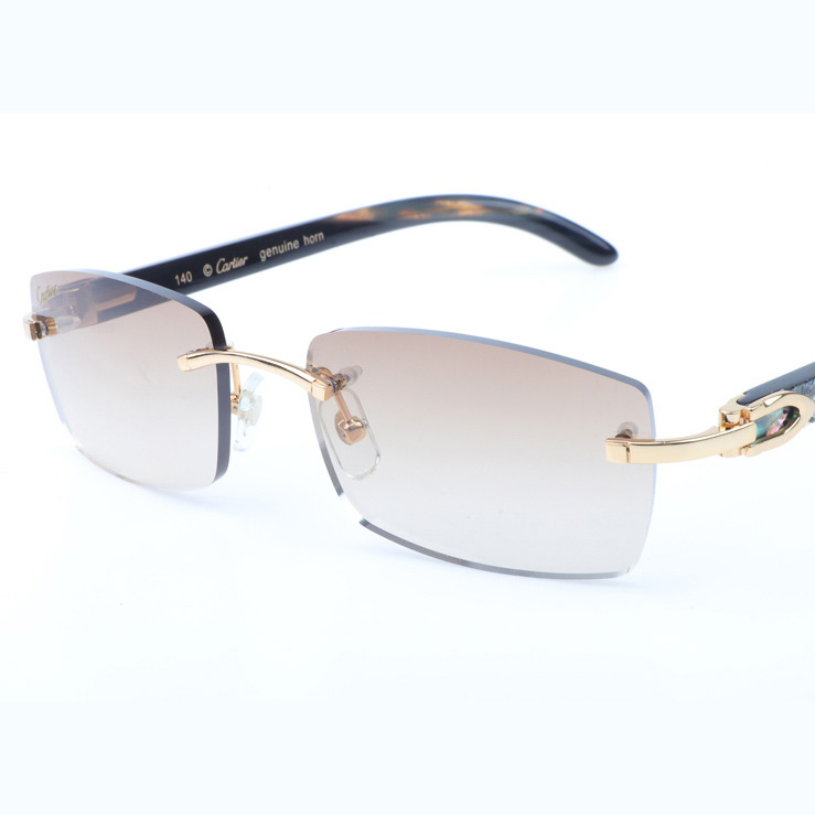 Cartier CT_3524012 Shell Mix Black Buffalo Sunglasses In Gold Brown - EUR FASHION