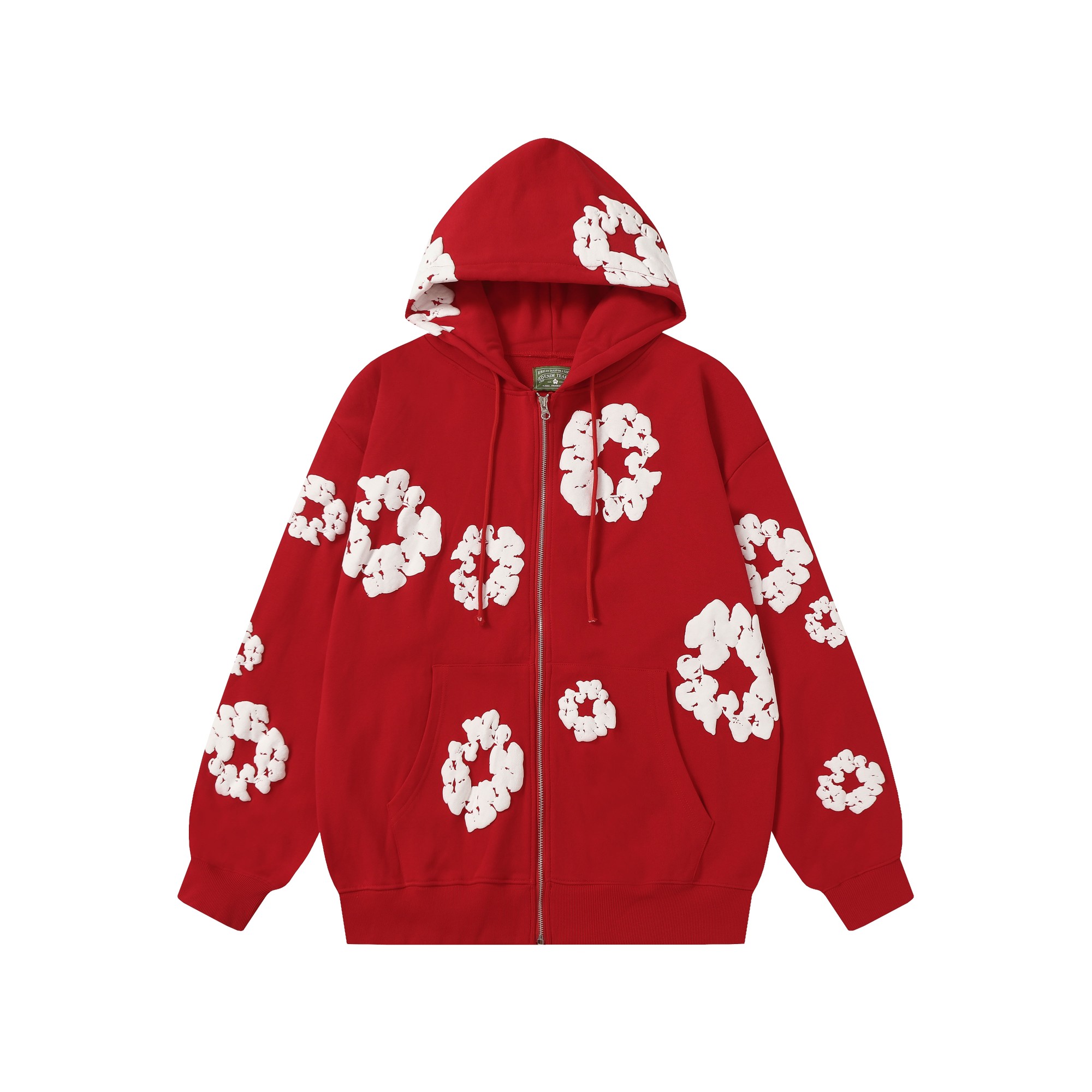 Denim Tears Cotton Wreath Zip Hoodie Red - EUR FASHION