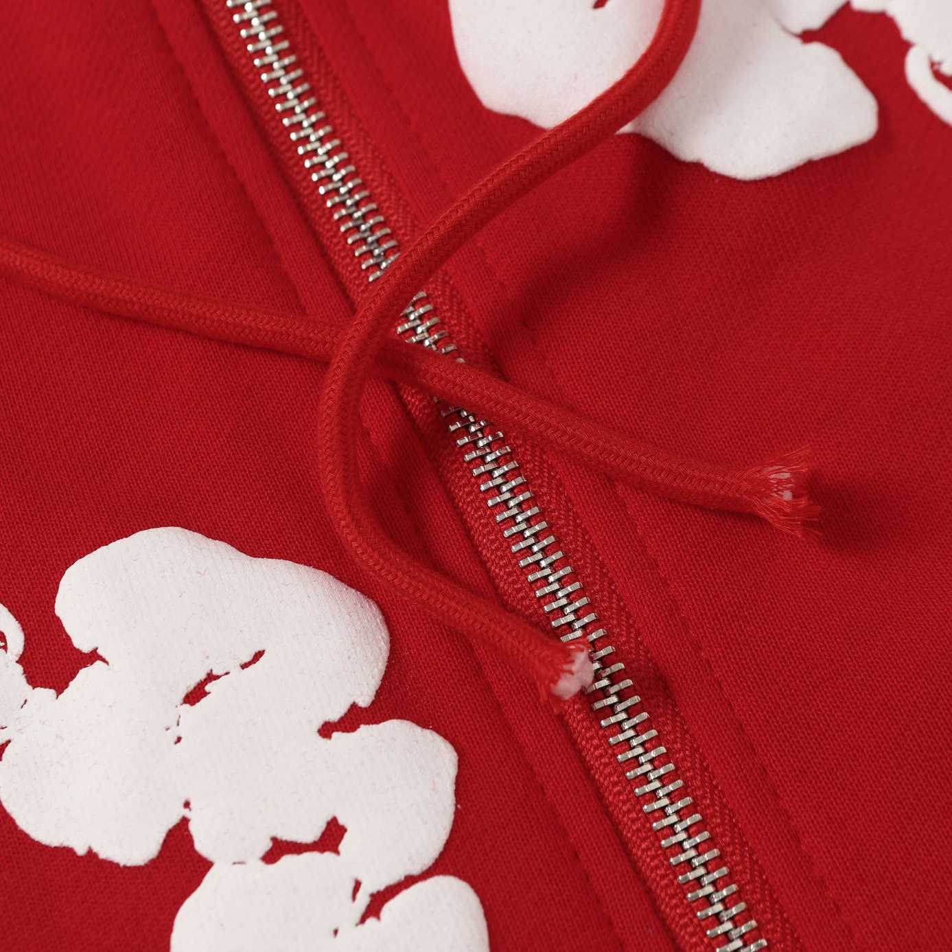 Denim Tears Cotton Wreath Zip Hoodie Red - EUR FASHION