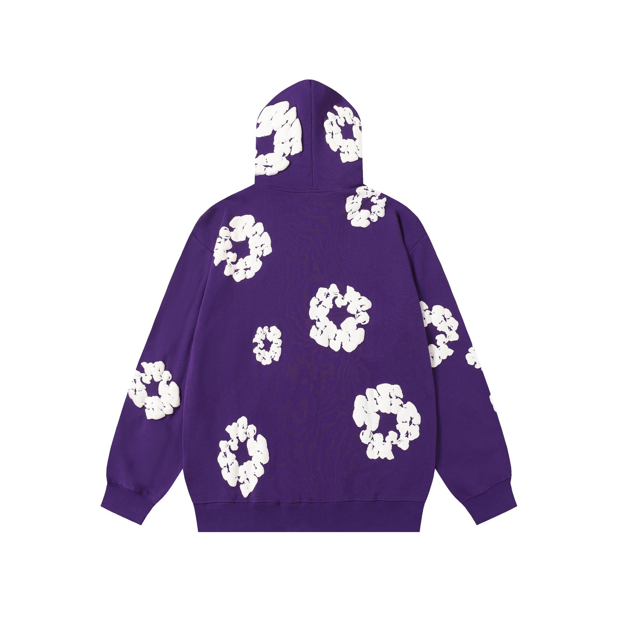 Denim Tears Cotton Wreath Zip Hoodie Purple - EUR FASHION